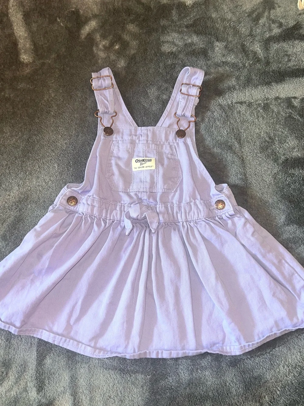 OshKosh B’gosh Lavender Jumper Dress 2T Pinafore Overall Bib Twill Toddler